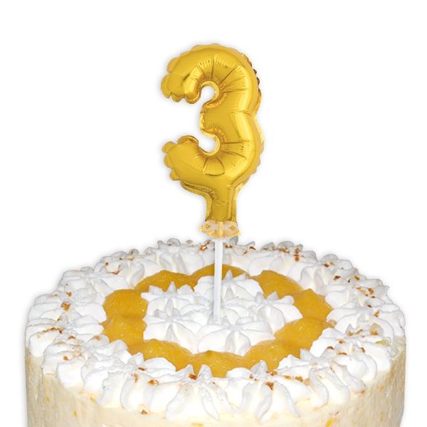 Mini-Ballon Tortendeko, Zahl "3" in Gold für 3. Kindergeburtstag, 1 Stück Mini-Ballon Tortendeko, Zahl "3" in Gold für 3. Kindergeburtstag, 1 Stück von Unique