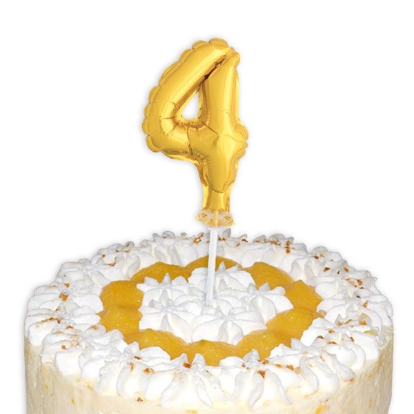 Mini-Ballon Tortendeko, Zahl "4" für Torte zum 4. od. 40. Geburtstag, 1 Stk.