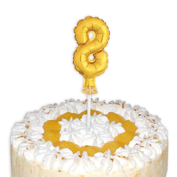 Mini-Ballon Tortendeko, Zahl "8" in Gold für 8. Kindergeburtstag, 1 Stück von Unique