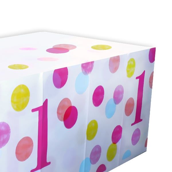 PINK DOTS Tischdecke zum 1. Geburtstag, Folie, 137cm x 213cm PINK DOTS Tischdecke zum 1. Geburtstag, Folie, 137cm x 213cm von Unique