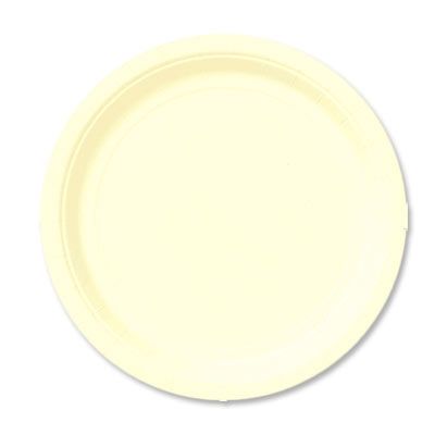 Pappteller einfarbig creme, rund, Einwegteller, ca.18cm, 8er-Pack von Unique