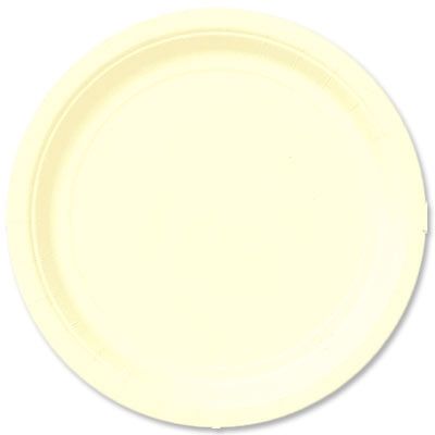 Pappteller einfarbig creme, rund, Einwegteller, ca.23cm, 8er-Pack von Unique