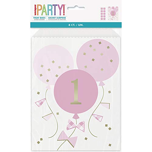 Partytaschen aus Papier - Rosa Gingham 1. Geburtstag - 8er-Pack Partytaschen aus Papier - Rosa Gingham 1. Geburtstag - 8er-Pack von Unique
