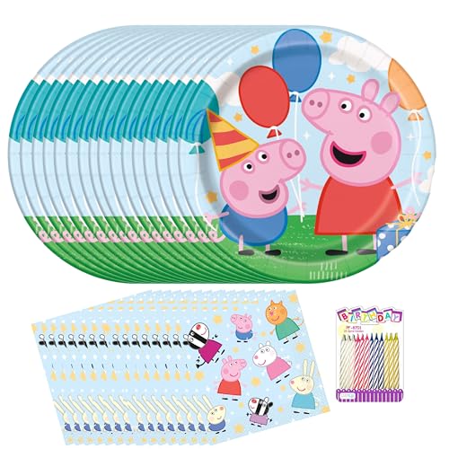 Peppa Pig Party Supplies Pack für 16 Gäste - 22,9 cm Teller und Lunch-Servietten - Enthält 24 Geburtstagskerzen - Peppa Pig Geburtstagsdekorationen für Mädchen Peppa Pig Party Supplies Pack für 16 Gäste - 22,9 cm Teller und Lunch-Servietten - Enthält 24 Geburtstagskerzen - Peppa Pig Geburtstagsdekorationen für Mädchen von Unique