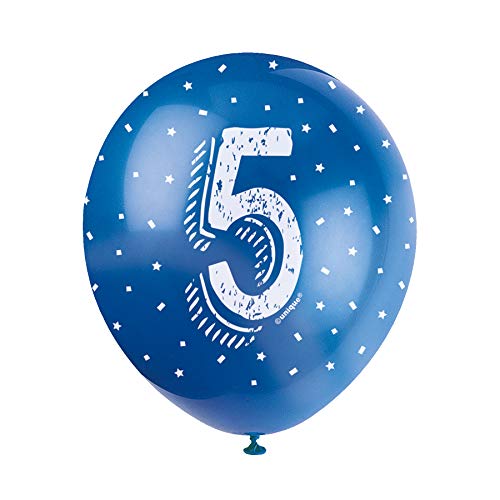 Perlmutt-glänzende Latex-Geburtstags-Luftballons - 30 cm - Zahl 5 - 5er-Pack von Unique