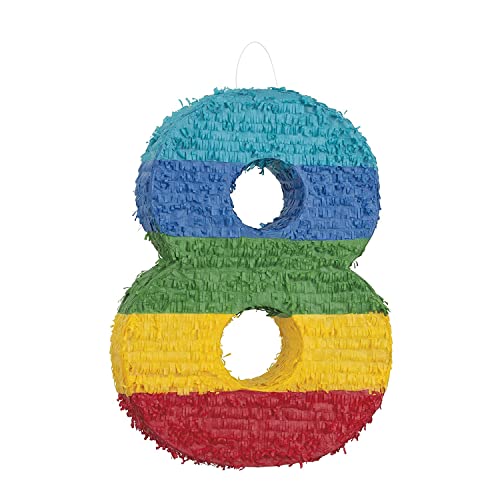 Pinata Nummer 8 (37 cm x 53 cm) – lebendiges, mehrfarbiges Partyzubehör – perfekt für Kindergeburtstage und Festlichkeiten – 1 Stück von Unique