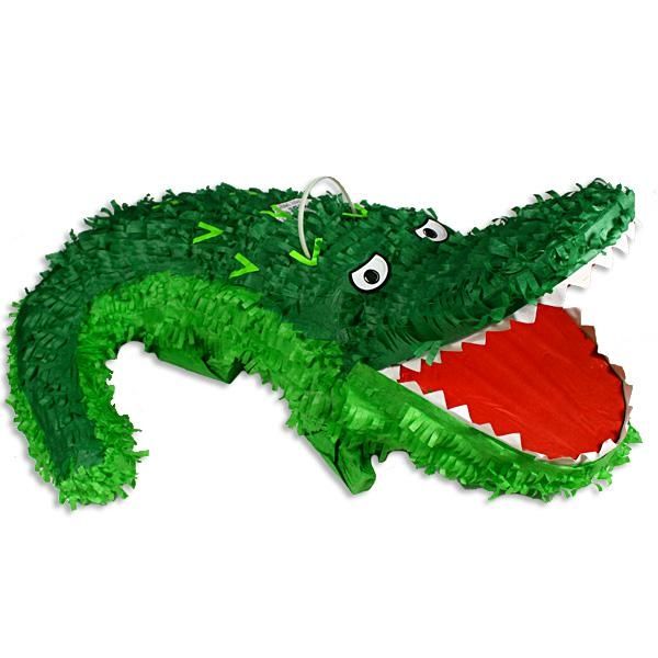 Pinata zum Schlagen Grüner Alligator, offenes Maul, 23x53x23cm von Unique