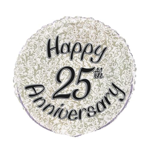 Prismatischer Jubiläums-Folien-Luftballon - 45 cm - "Happy 25th Anniversary". von Unique