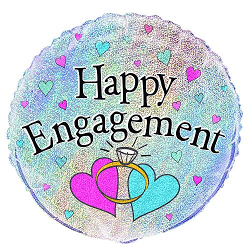 Prismatischer Verlobungs-Folien-Luftballon - 45 cm - "Happy Engagement" von Unique