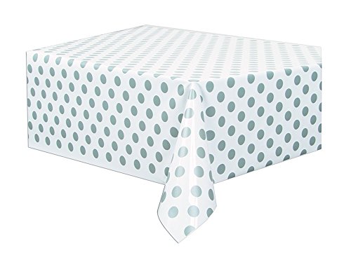 Punktmuster-Kunststoff-Tischdecke - 2,74 m x 1,37 m - Silber Punktmuster-Kunststoff-Tischdecke - 2,74 m x 1,37 m - Silber von Unique
