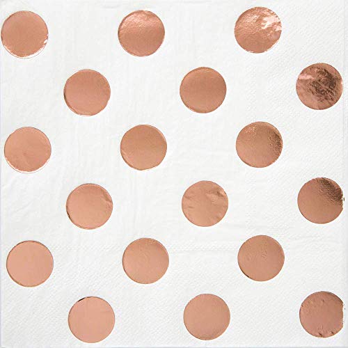 Punktmuster-Papierservietten - 13 cm - Roségoldfolie - Packung mit 16 Stück von Unique