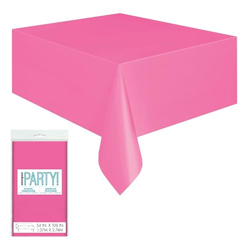 Rechteckige Kunststoff-Tischdecke, 137,2 x 274,3 cm, Elegantes Design und Premium-Qualität, ideal für Partys, Veranstaltungen und den täglichen Gebrauch, Hot Pink, 1 Stück von Unique