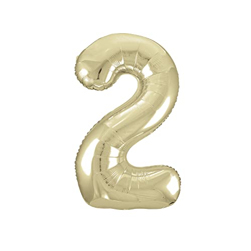 Riesenzahl 2 Luftballon - 86 cm - Gold von Unique
