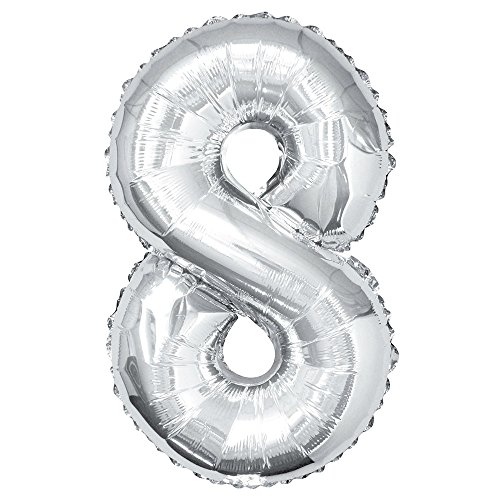 Riesenzahl 8 Luftballon - 86 cm - Silber Riesenzahl 8 Luftballon - 86 cm - Silber von Unique
