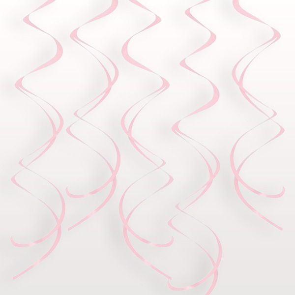 Rosafarbene Spiralen aus glänzender Folie als Hängedeko im 8er Pack von Unique