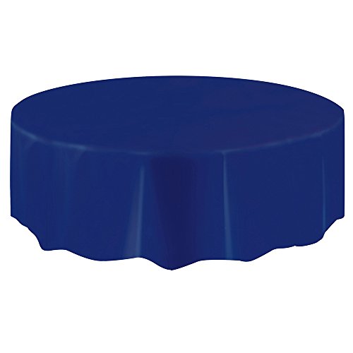Solide runde Kunststoff-Tischdecke (213,4 cm), elegantes Design und Premium-Qualität, ideal für Partys, Veranstaltungen und den täglichen Gebrauch, Marineblau, 1 Stück von Unique