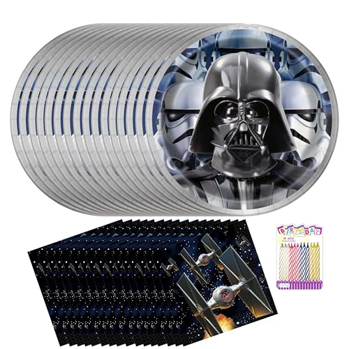 Star Wars Classic Party Supplies Pack für 16 Gäste - 17,8 cm Dessertteller und Getränkeservietten - Inklusive Geburtstagskerzen - Vintage Star Wars Geburtstagsdekorationen für Kinder von Unique