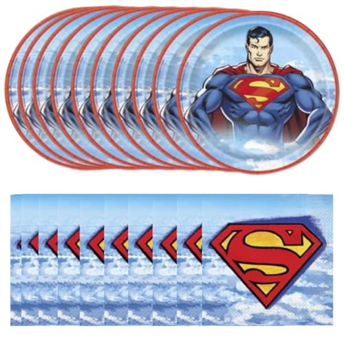 Superman-Geburtstagsparty-Dekorationsset für 16 Personen, Superman-Dekorationen für jeden Superman-Geburtstag, 16 große Superman-Teller und 16 Superman-Servietten, Superman-Party-Dekorationen Superman-Geburtstagsparty-Dekorationsset für 16 Personen, Superman-Dekorationen für jeden Superman-Geburtstag, 16 große Superman-Teller und 16 Superman-Servietten, Superman-Party-Dekorationen von Unique