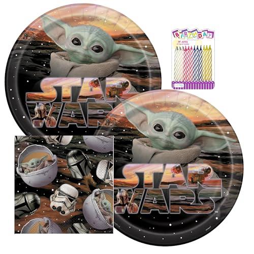 The Mandalorian "The Child" Partyzubehör-Set für 16 Gäste – 22,9 cm Speiseteller und Lunch-Servietten – inklusive Geburtstagskerzen – Grogu Geburtstagsdekorationen für Kinder The Mandalorian "The Child" Partyzubehör-Set für 16 Gäste – 22,9 cm Speiseteller und Lunch-Servietten – inklusive Geburtstagskerzen – Grogu Geburtstagsdekorationen für Kinder von Unique