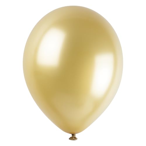 Unique 14706 Latex-Luftballons, Perlglanz, 30 cm, Dunkelgold, 50 Stück (1 Stück) von Unique