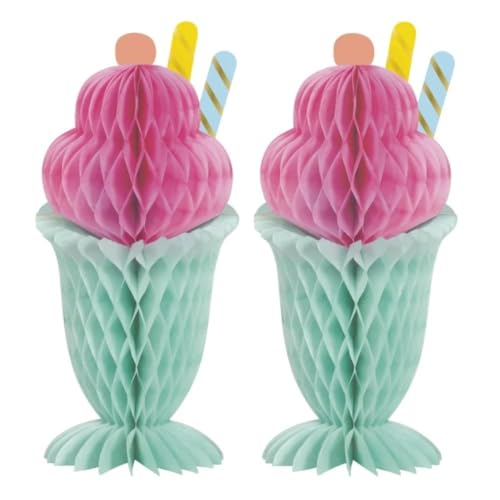 Unique 16748 - Waben-Tischdekorationen - 28 cm - Pastelleis Sommerparty - 2 Stück (1 Packung) von Unique