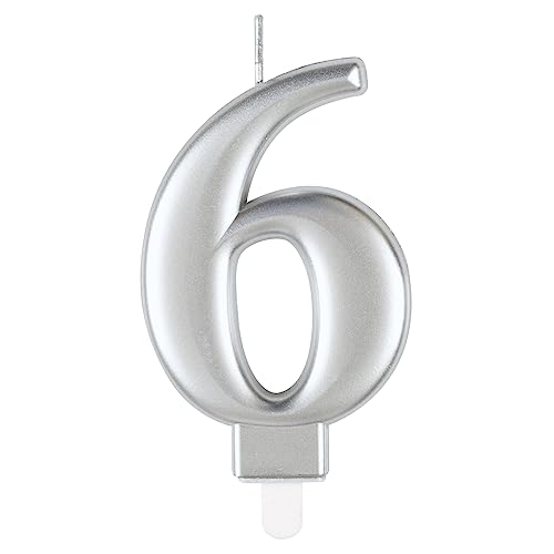 Unique 19596 Geburtstagskerze – 8 cm – Metallische Silberfarbe – 1 Stück (1 Packung), Silver von Unique