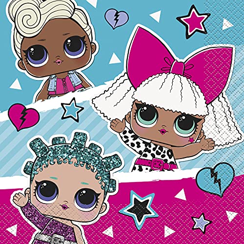 Unique 20902 LOL Surprise Papierservietten-16,5 cm Party-Packung mit 16, Multicolour, 16.5 x 16.5 Centimeters Unique 20902 LOL Surprise Papierservietten-16,5 cm Party-Packung mit 16, Multicolour, 16.5 x 16.5 Centimeters von Unique