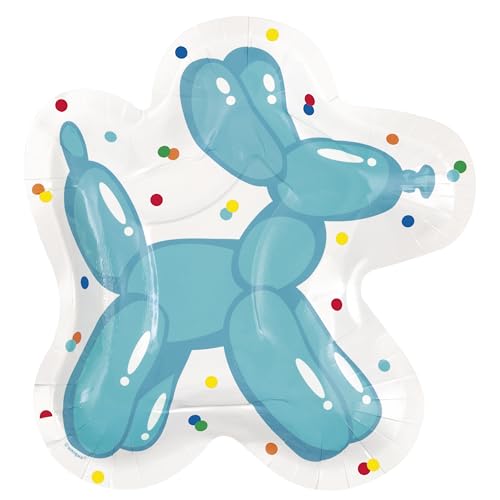 Unique 21934EU - Umweltfreundliche Pappteller – 21 cm – Ballonhund Geburtstagsparty – 8 Stück (1 Stück) von Unique