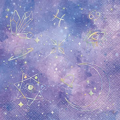 Unique 26142 Foliengeprägte Papierservietten – 16,5 cm – Lila Galaxie-Party – 16 Stück (1 Packung), Multicolour Unique 26142 Foliengeprägte Papierservietten – 16,5 cm – Lila Galaxie-Party – 16 Stück (1 Packung), Multicolour von Unique