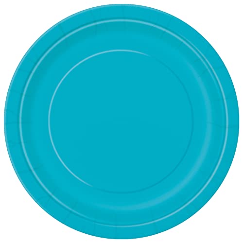 Unique 32114EU Umweltfreundliche Pappteller-18 cm-Blaugrün Farbe-Packung mit 8 Stück, Teal von Unique