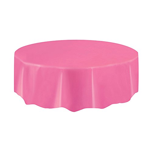 Unique 50335 Kompakte Packung. Runde Kunststoff-Tischdecke, Knallpink (Hot Pink) von Unique