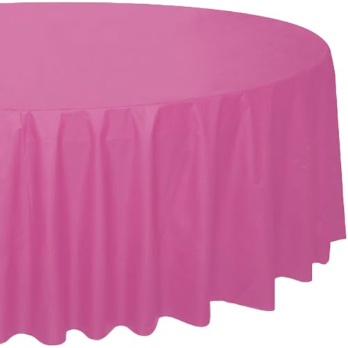 Unique 50335 Compact Pkg. Runde Kunststoff-Tischdecke, Knallpink (Hot Pink) von Unique