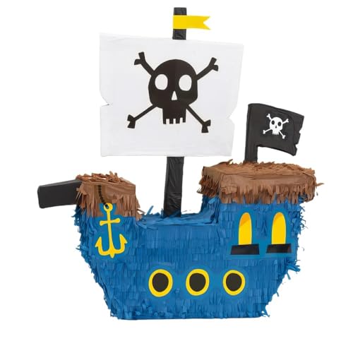 Unique 68187 Pirate Ahoi Piratenschiff Pinata, Blue Unique 68187 Pirate Ahoi Piratenschiff Pinata, Blue von Unique