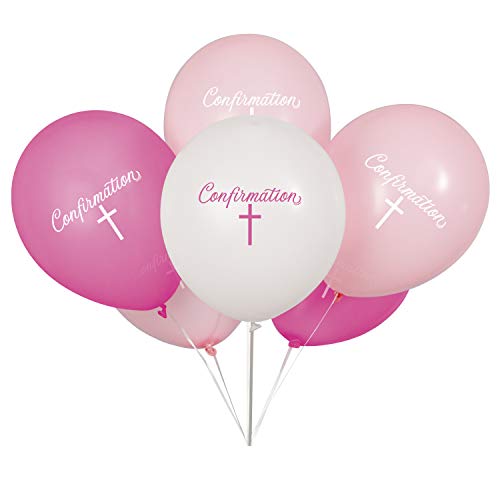 Unique 74832 Konfirmation Latexballons | Rosa und Weiß | 30,5 cm | 8 Stück, Rose von Unique
