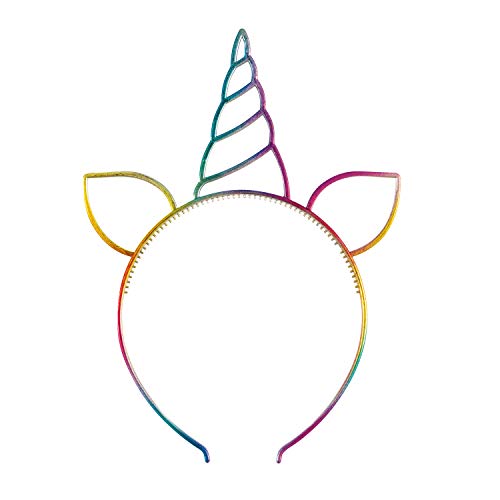 Unique 74882 Haarreif mit Einhorn-Horn, Party-Stirnband, 1 Stück, Regenbogen von Unique