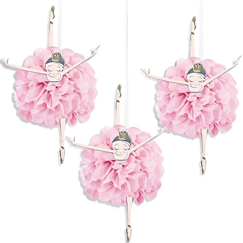 Unique 75958 Ballerina Hängedekoration aus Seidenstoff, Pink, 3 Stück von Unique