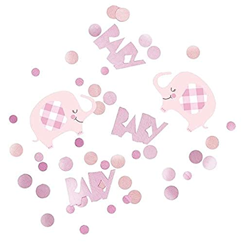Unique 78370 Baby-Party-Elefanten-Konfetti – 14,2 g | Pink | 1 Packung, Rose von Unique