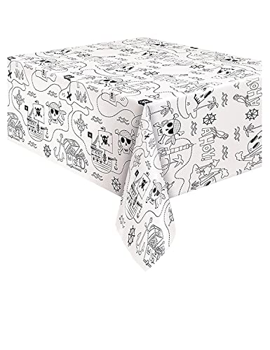 Unique 78413 Rechteckige Tischdecke für Piratenpartys, 1 Stück, Gedrucktes Muster, Schwarz, 54 x 84 inch Unique 78413 Rechteckige Tischdecke für Piratenpartys, 1 Stück, Gedrucktes Muster, Schwarz, 54 x 84 inch von Unique