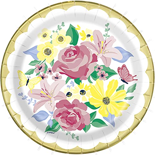 Unique 8 Stück Pappteller - 23 cm - Pastell Floral Spring Party - 78245 von Unique