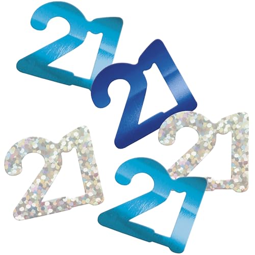 Unique 80562 Folien-Konfetti, 21. Geburtstag, 14 g, glitzernd, Blau, 1 Stück Unique 80562 Folien-Konfetti, 21. Geburtstag, 14 g, glitzernd, Blau, 1 Stück von Unique