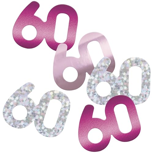 Unique 80576 Konfetti zum 60. Geburtstag, 14 g, glitzernd, Rosa, 1 Stück Unique 80576 Konfetti zum 60. Geburtstag, 14 g, glitzernd, Rosa, 1 Stück von Unique