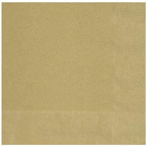Unique 80762 - Papierservietten – 16,5 cm – Gold Farbe – 50 Stück (1 Stück) von Unique