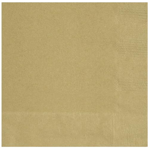 Unique 80762 Papierservietten – 16,5 cm – Gold Farbe – 50 (1 Stück) von Unique