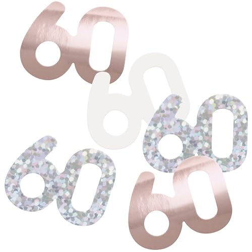 Unique 81976 Folien-Konfetti zum 60. Geburtstag, 14 g, glitzernd, Roségold, 1 Stück Unique 81976 Folien-Konfetti zum 60. Geburtstag, 14 g, glitzernd, Roségold, 1 Stück von Unique