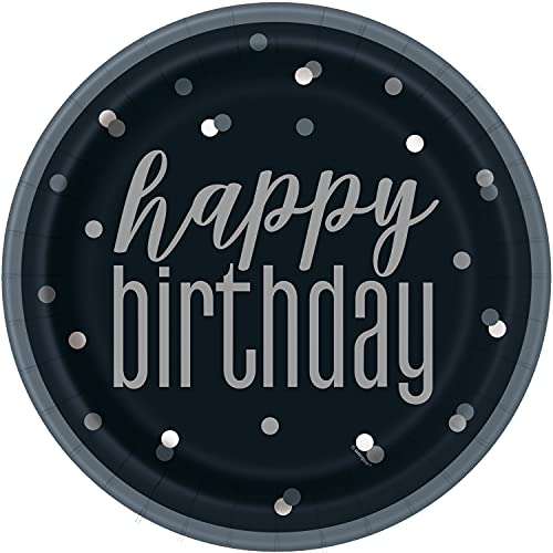 Unique Umweltfreundliche Pappteller - 23 cm - Glitzer Schwarz & Silber Geburtstag - 8er-Packung - Packung mit 8 Stück Unique Umweltfreundliche Pappteller - 23 cm - Glitzer Schwarz & Silber Geburtstag - 8er-Packung - Packung mit 8 Stück von Unique