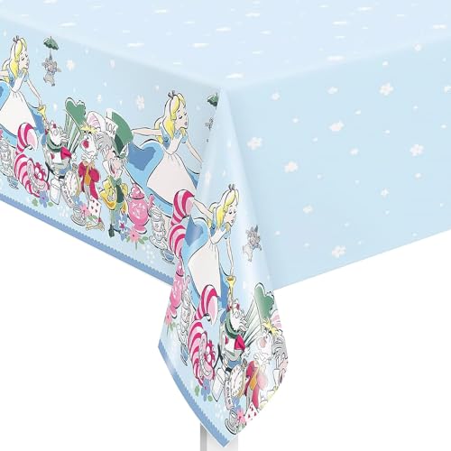 Unique Alice im Wunderland Teeparty Tischdecke, Mehrfarbig, 54 x 84 inch, Kunststoff von Unique