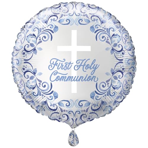 Unique Folienballon zur Kommunion, 45 cm, Blau, Heiliges Kreuz, religiöse Party, 1 Stück, 82108 Unique Folienballon zur Kommunion, 45 cm, Blau, Heiliges Kreuz, religiöse Party, 1 Stück, 82108 von Unique