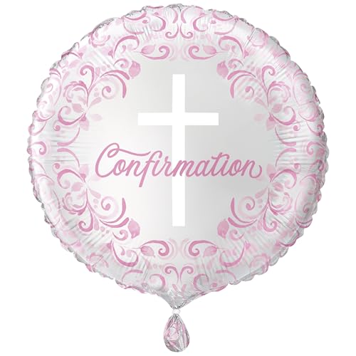 Unique Folienballon zur Konfirmation, 45 cm, Rosa, Heiliges Kreuz, religiöse Party, 1 Stück, 82067 Unique Folienballon zur Konfirmation, 45 cm, Rosa, Heiliges Kreuz, religiöse Party, 1 Stück, 82067 von Unique