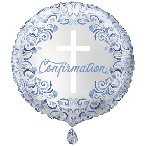 Unique Folienballon zur Konfirmation, 45 cm, blau, Heiliges Kreuz, religiöse Party, 1 Stück, 82107 Unique Folienballon zur Konfirmation, 45 cm, blau, Heiliges Kreuz, religiöse Party, 1 Stück, 82107 von Unique