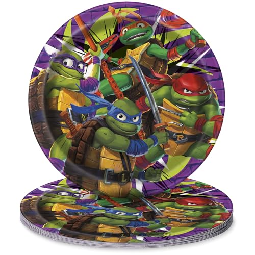 Unique Industries Teenage Mutant Ninja Turtles Einweg-Pappteller, rund, 17,8 cm, 8 Stück, stilvoll und umweltfreundlich, perfekt für Ninja-Turtles-Themenfeiern von Unique